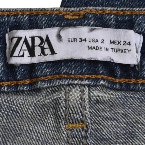 Zara Straight Leg High Waist Jeans Dark Wash Ankle Crop Size 2 - Picture 5 of 8